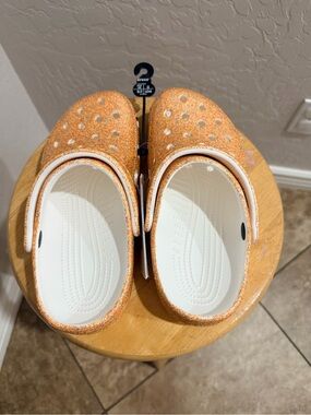 Crocs Classic Glitter Clog - Orange/White
